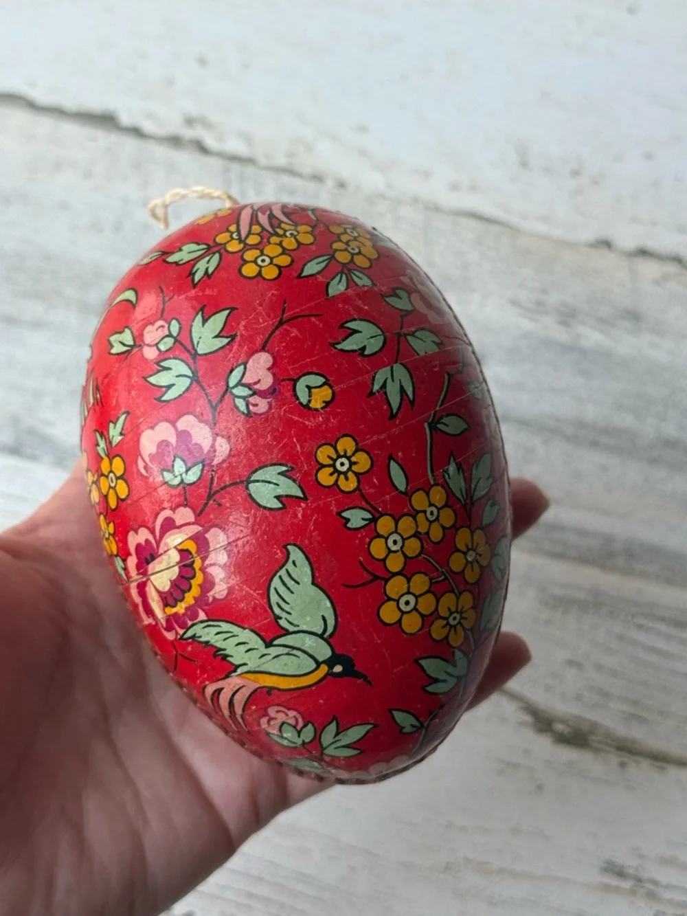 Antique Paper Mache Decorative Easter Egg Candy Container Germany